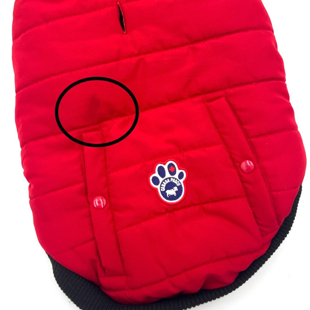 Canada Pooch North Pole Parka Red Dog Coat Faux Fur Hood Fleece Lined Size 16 - Picture 5 of 5